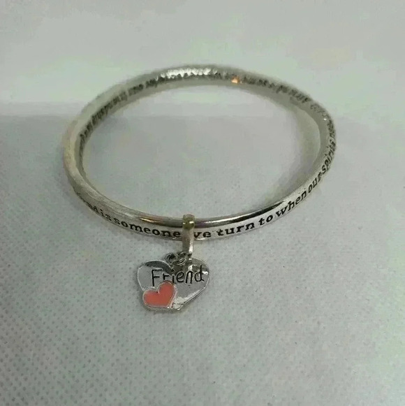 Source Unknown Jewelry - Sliver tone friend heart bangle